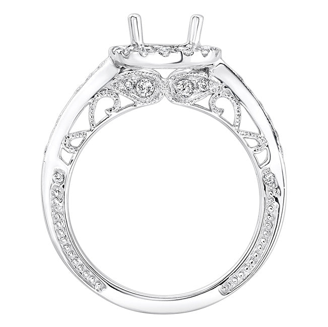 Fiona Halo Milgrain Diamond Engagement Ring in 14k White Gold; Diamond 0.50 ctw