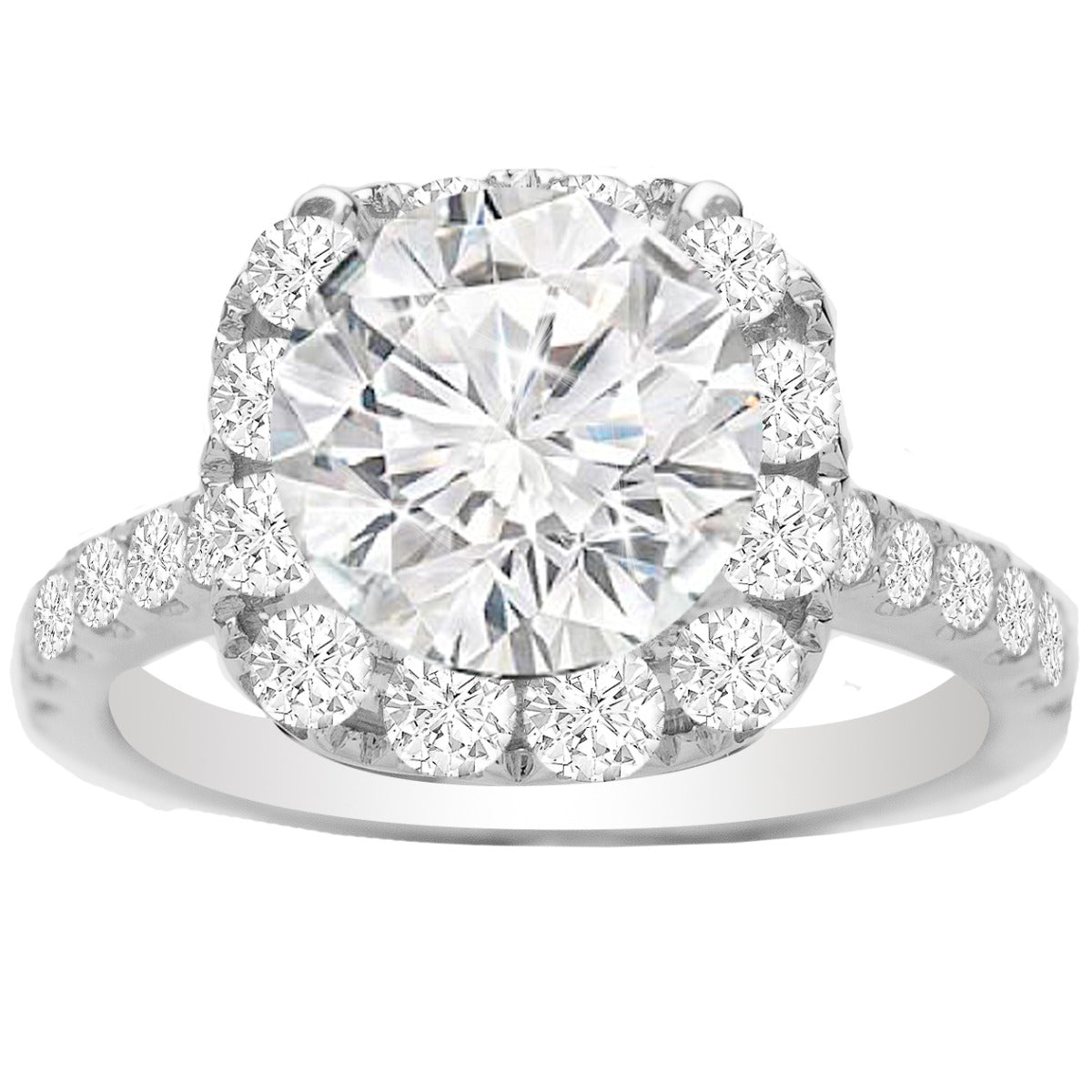 Diamond Halo Engagement Ring in 14K White Gold; 0.90 ctw