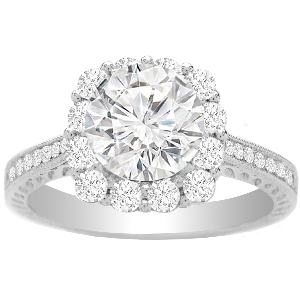 Shayla Engagement Ring Setting in 14K White Gold; 0.68 ctw