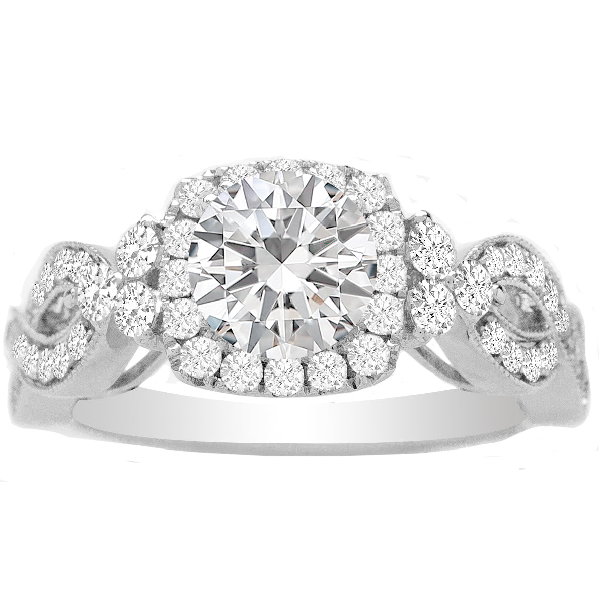 Jacinda Diamond Engagement Ring Setting in 14K White Gold; 0.63 ctw