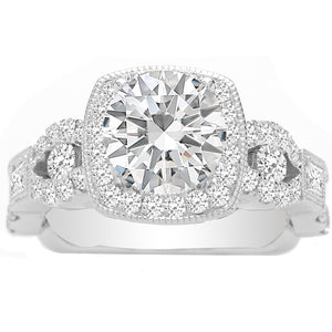 Quendalyn Antique Engagement Ring Setting in 14K White Gold; 0.81 ctw