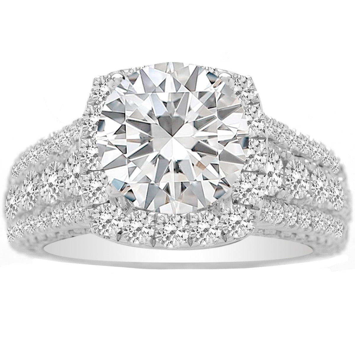 Amadra Engagement Ring Setting in 14K White Gold; 1.70 ctw
