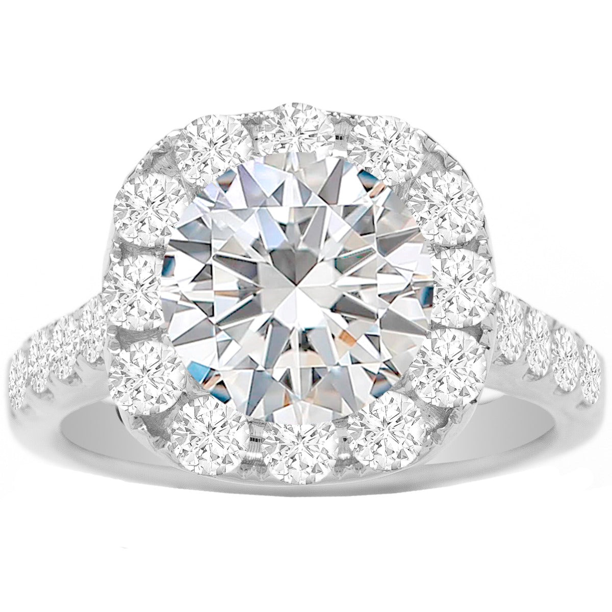 Diamond Halo Engagement Ring in 14K White Gold- 1.24 ctw