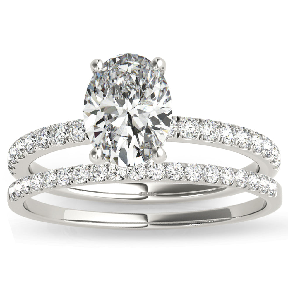 Diamond Engagement Ring & Band in 14k WG; .60 CTW