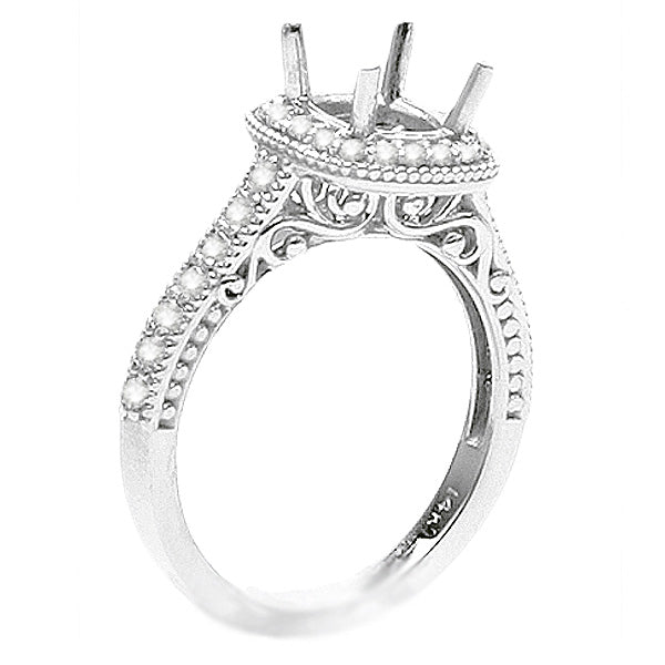 Diamond Engagement Ring Set in 14K White Gold- Josephine; 0.35 ct