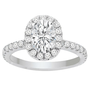 Oval .70ct Lab Grown Diamond Halo Engagement Ring in 14K WG Sophia; 1.20ctw