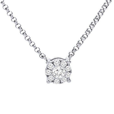 Halo Diamond Pendant in 14K White Gold; Shown with 0.16 ctw